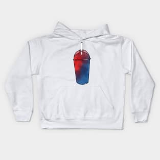 Red and Blue Slushie Watercolor Kids Hoodie